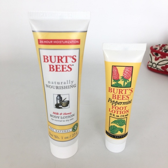 Burt's Bees NEW Kiss Lock Bag 5 Piece Gift Set Lotion Hand Foot Cuticle Creme - Picture 6 of 13